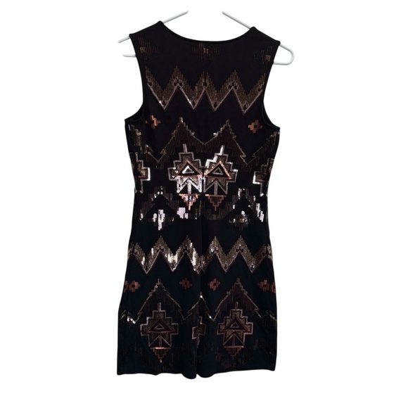 Express Black and Gold Southwestern Design Sequin Dress. Size XS - Picture 4 of 10